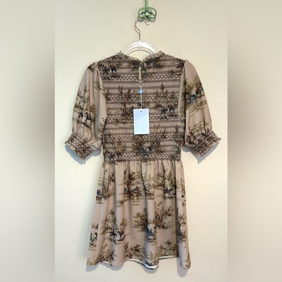 New Hill House Vivi nap mini dress in multi equestrian toile stretch crepe - Picture 10 of 12